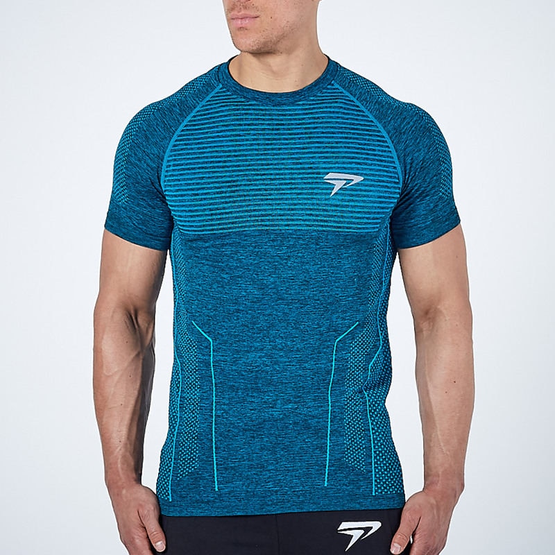 Men Compression Short Sleeve T-shirt Gym Fitness Bodybuilding Shirt Male Summer Tight Quick dry Tee Tops Brand Training Clothing