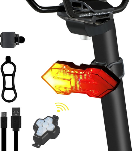 Wireless Remote Turn Signal Bicycle Light MTB Directional LED Bike Taillight USB Rechargeable Cycling Rear Light