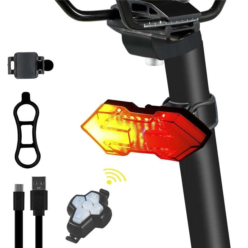 Wireless Remote Turn Signal Bicycle Light MTB Directional LED Bike Taillight USB Rechargeable Cycling Rear Light