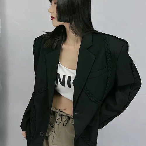 Load image into Gallery viewer, Korean Fashion Women&#39;s Blazer New Loose Notched Single Breasted Long Sleeve Black Suit Jackets Female Autumn
