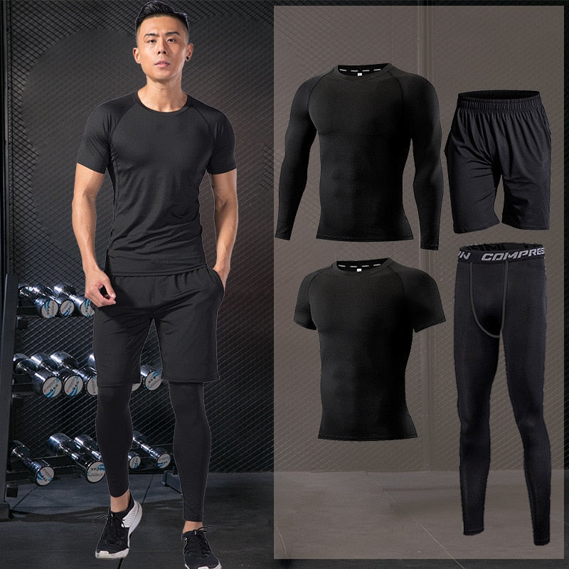 Men's Compression Sportswear Suits Gym Tight Training Clothing Workout Jogging Sports Set Fitness Running Tracksuit Rash Guard