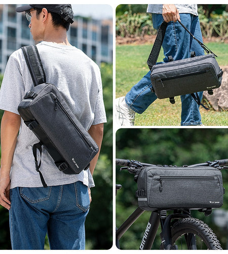 6.2L Large Capacity Bike Handlebar Bag MTB Road Bicycle Multifunctional Shoulder Bag Reflective Cycling Accessories