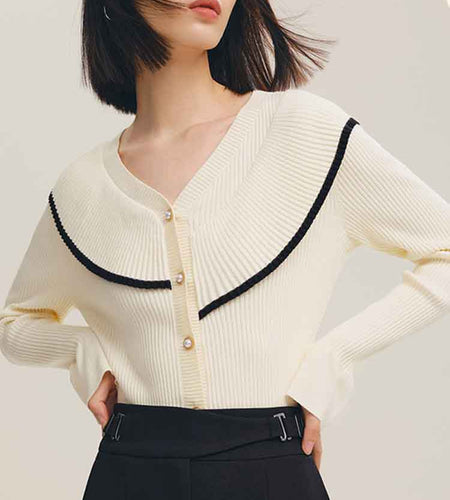 Fashion Ruffles Women Cardigans Sweater Korean Button Elegant Office Ladies Knitted Jacket Elastic Fall Slim Female Tops