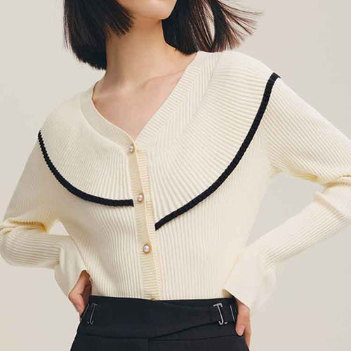 Load image into Gallery viewer, Fashion Ruffles Women Cardigans Sweater Korean Button Elegant Office Ladies Knitted Jacket Elastic Fall Slim Female Tops
