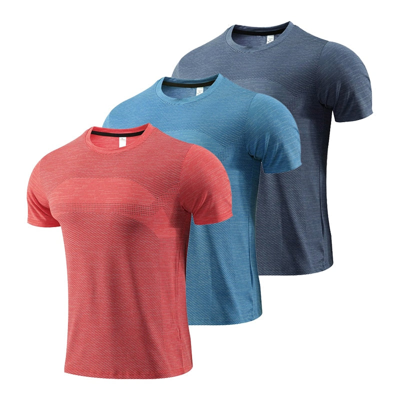 Dry Fit Men Running T-shirt Gym Sport Male Jogging Sweatshirt Homme Athletic Shirt Workout Fitness Clothing Short Sleeve Tops