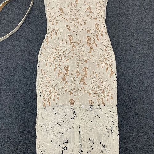 Load image into Gallery viewer, Hollow Out Dresses For Women Straokess Sleeveless High Waist Mini Lace Knitted Dress Female Fashion Style Clothing
