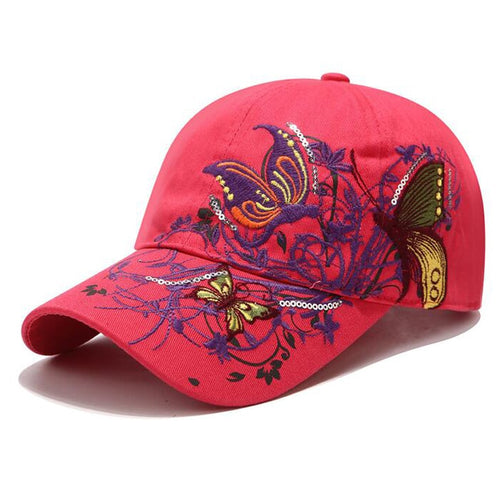 Load image into Gallery viewer, Women Butterflies Flower Embroidery Caps Women Girl Sun Hats Casual Snapback Caps Women Baseball Cap Winter Autumn
