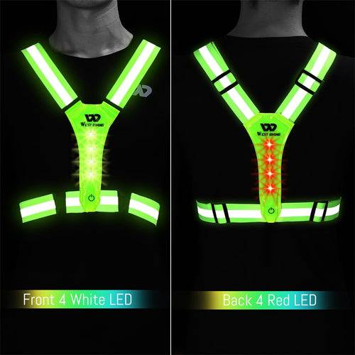 Load image into Gallery viewer, Adjustable Safety Reflective Cycling Vest Night Running Riding Warning Light USB Rechargeable Outdoor Sport LED Vest
