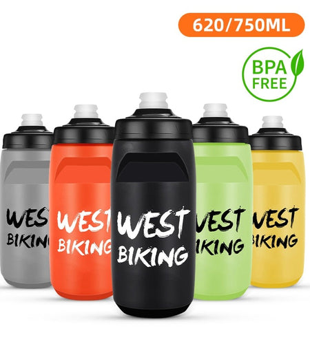 Cycling Water Bottle 620-750ML Portable Sports Soft Flask MTB Road Bike Bottle Running Gym Fitness Bottle 6 Colors