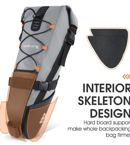 100% Waterproof Bicycle Saddle Bag 10L Foldable Under Seat Bike Bag Tools Pannier MTB Road Cycling Tail Rear Bag