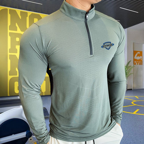 Load image into Gallery viewer, Mens Fitness Trainer Training Tshirts Tops Gym Workout Compression Sweatshirt for Running Football Jersey High Collar Sportswear
