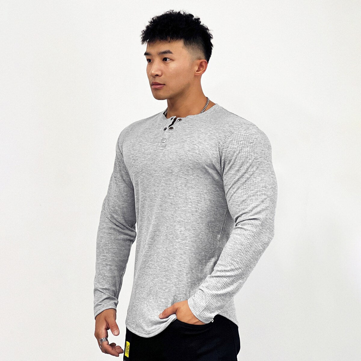 Solid Gym Fitness Long Sleeve T-shirt Men Casual Skinny Shirt Male Bodybuilding Tees Tops Spring Running Sport Training Clothing