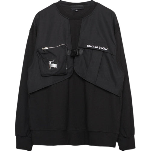 Load image into Gallery viewer, Hip Hop Fake Two Sweatshirt Men Patchwork Pocket Sweat Shirt Fashion Harajuku Functional Pullover Black Men Clothes
