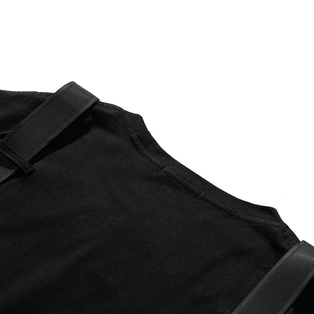 Hip Hop Fashion Print T-Shirt Mens Ribbon Design Loose Short Sleeve T Shirt 2022 Streetwear Cotton Harajuku Tshirt Tops WB781