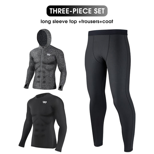 Load image into Gallery viewer, 5Pcs Sport Suits Men&#39;s Compression Pants Shirt Top Long Sleeve Jacket Athletic Sets Gym Clothing Mens Workout
