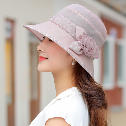 Load image into Gallery viewer, Woman Summer Hats With Visor Hat Fashion Flower Design Sun Hat Travel Bucket Hat
