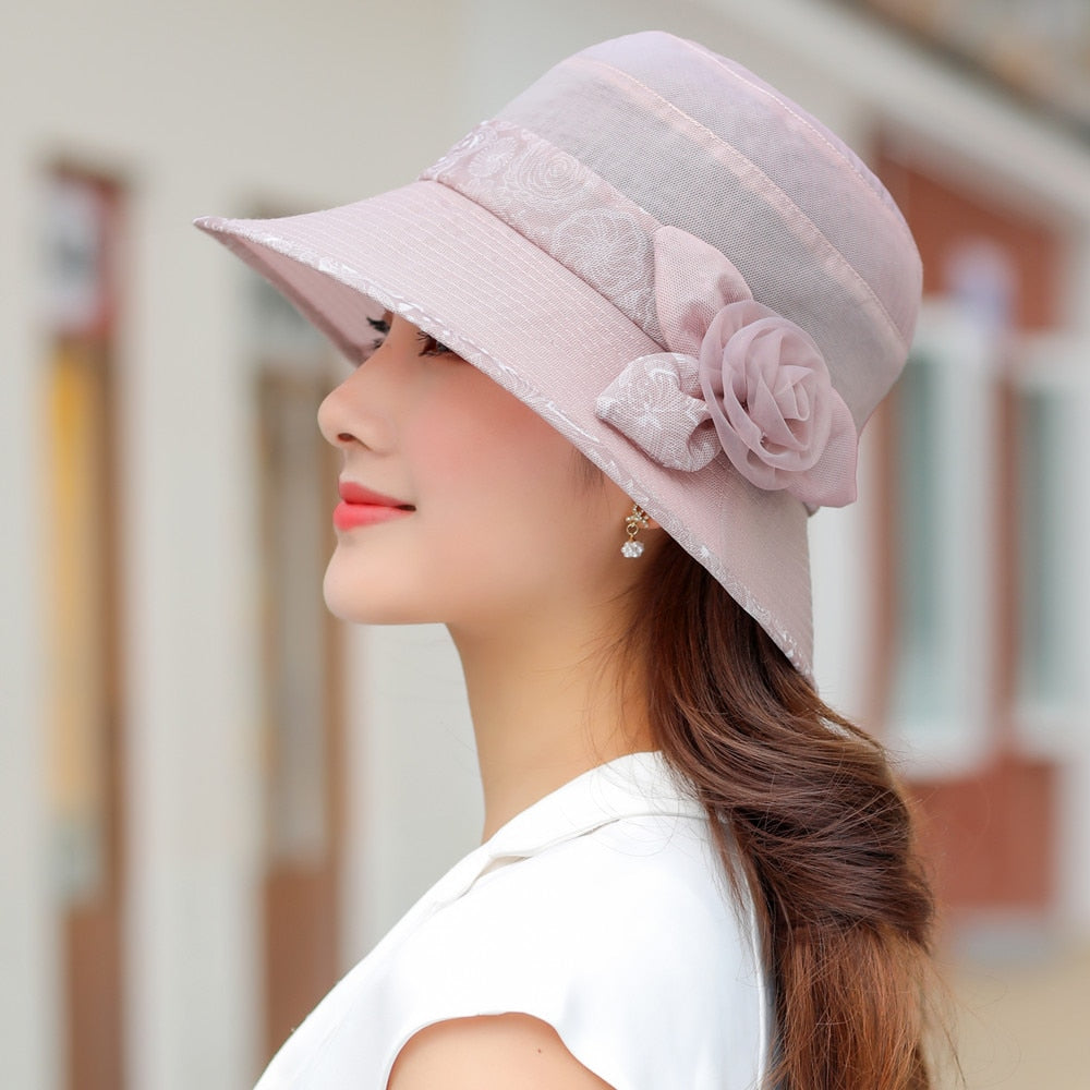 Woman Summer Hats With Visor Hat Fashion Flower Design Sun Hat Travel Bucket Hat