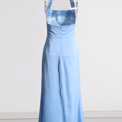 Load image into Gallery viewer, Slim Halter Formal Dresses For Women Sleeveless Backless High Waist Spliced Zipper Solid Long Dress Female Summer
