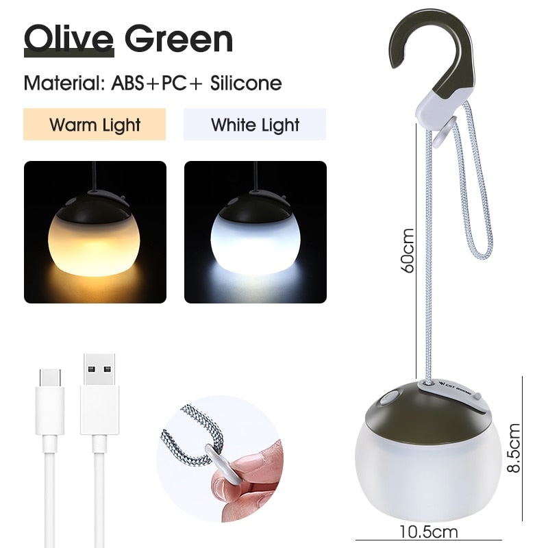 Portable Mini Camping Lights Rechargeable LED Outdoor Tourism Tent Hang Lamp Garden Mood Lantern Night Light Gadgets