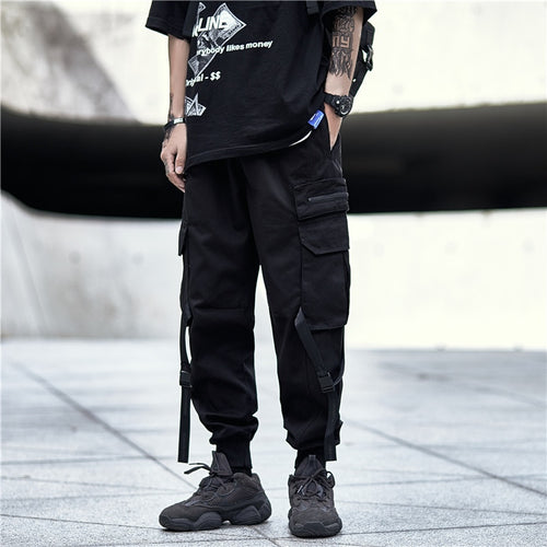 Load image into Gallery viewer, Hip HopTactical Cargo Pants Men Multi Pocket Ribbons Joggers Trousers Elastic Waist Fahsion Streetwear Pant Cotton
