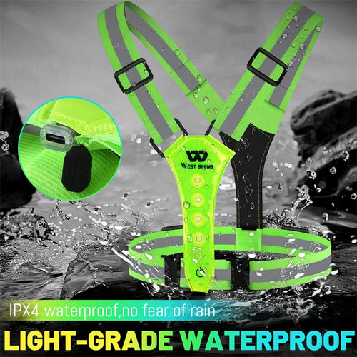 Load image into Gallery viewer, Adjustable Safety Reflective Vest Night Running Light Cycling Vest Safety Warning USB Rechargeable Bike LED Vest
