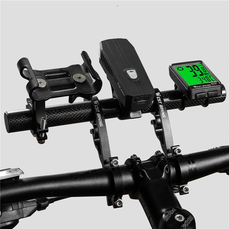 MTB Carbon Handlebar Extender Road Bike Integrated Handle Aluminium Extension Bar Bike Computer Light Phone Stand