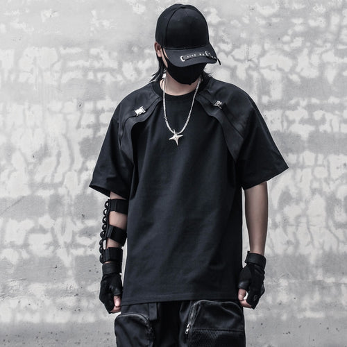 Load image into Gallery viewer, Hip Hop Techwear T-Shirt Men 2022 Summer Fake two Tactical Tshirts Brand Black T Shirts Tops Tees WB800
