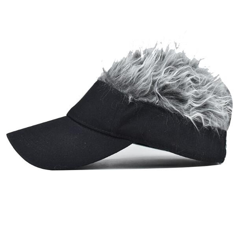 Men Women Casual Concise Sun Shade Adjustable Sun Visor Baseball Cap With Spiky Hairs Wig Baseball Hat With Spiked Wigs