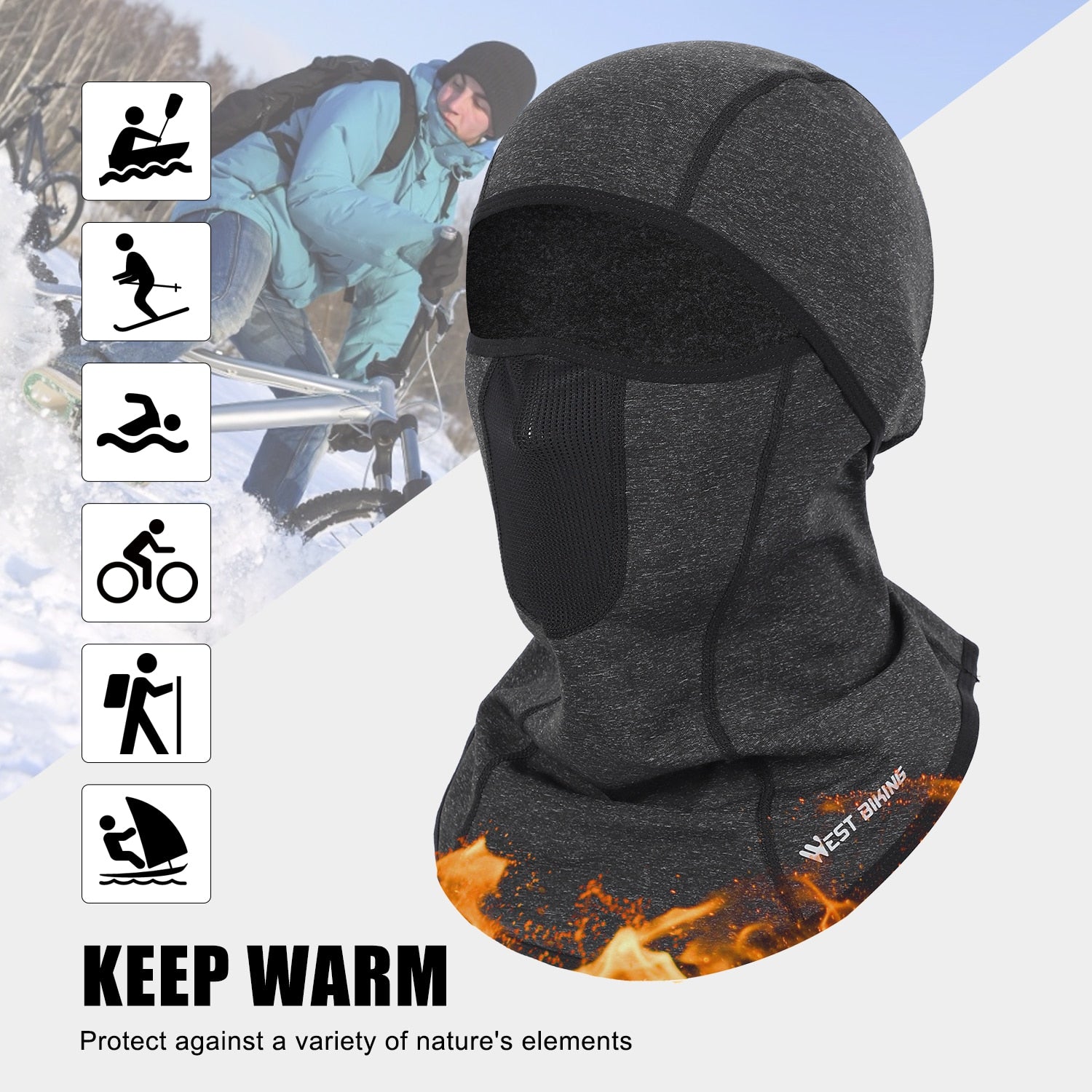 Winter Sport Cycling Cap Bike Full Face Mask Warm Fleece Balaclava Men Women MTB Bicycle Motorcycle Head Cap Hat