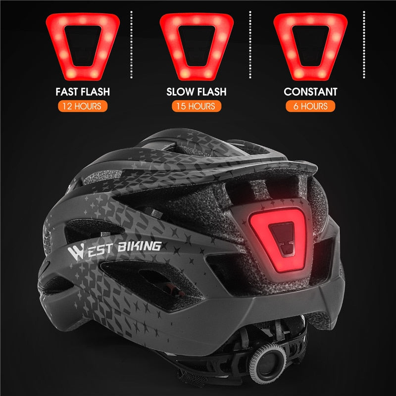 MTB Cycling Helmet Lightweight Electric Bike Goggles Helmet Triathlon Racing Bike Safety Helmet With LED Rear Lights