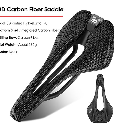 Ultralight Carbon Fiber 3D Printed Bike Saddle Hollow Comfortable Breathable MTB Road Bicycle Triathlon Cycling Race Seat
