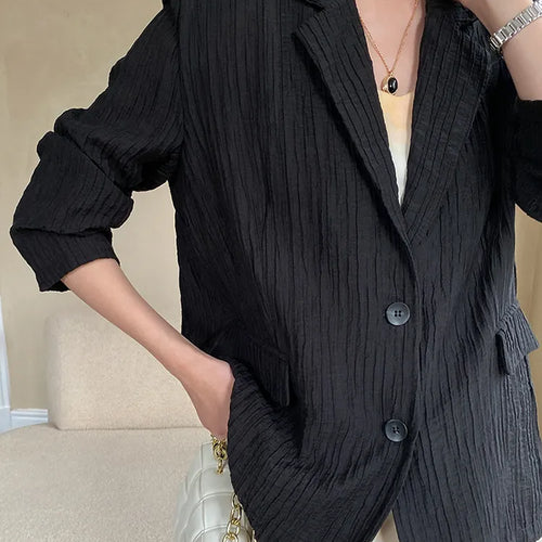 Load image into Gallery viewer, Minimalist Solid Autumn Blazers For Women Notched Collar Long Sleeve Patchwork Single Breasted Blazer Female
