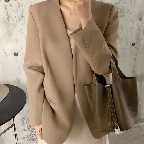 Load image into Gallery viewer, Minimalist Blazers For Women Notched Collar Long Sleeve Slim Patchwork Hidden Breasted Slim Blazer Female Fashion
