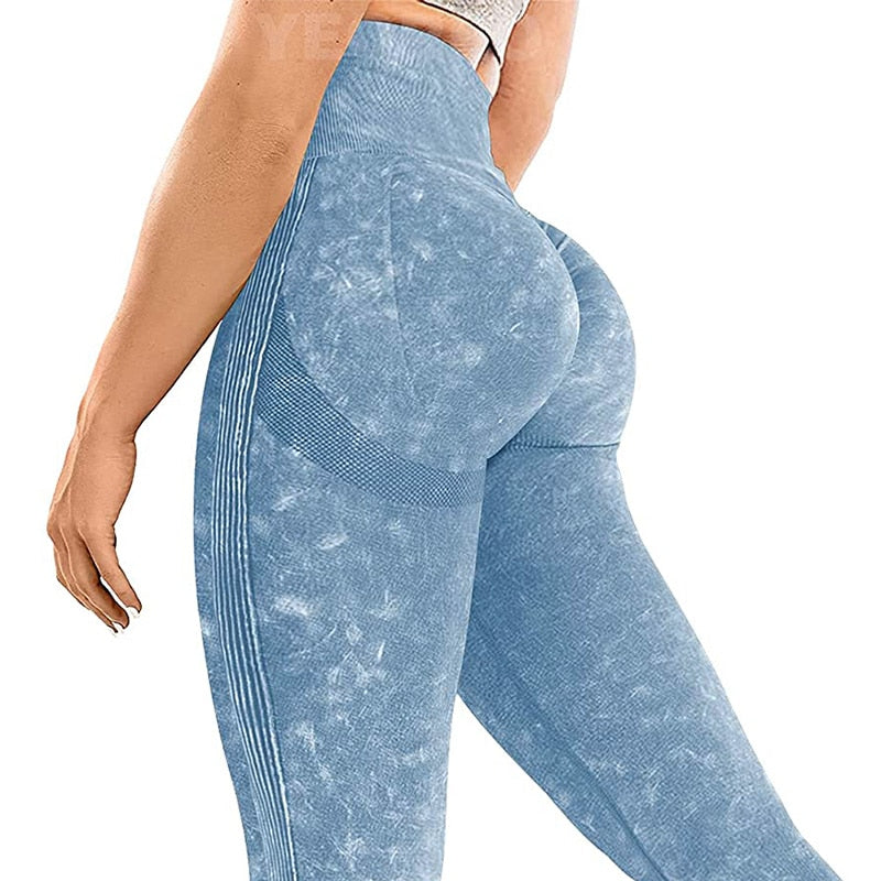 Soft Imitate Jeans Butt Leggings Women Seamless Yoga Pants Booty Push Up Legging For Fitness Sports Gym Tights Workout Legging