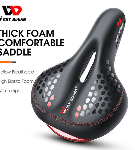 Bicycle Saddle with Tail Light Thicken Widen MTB Bike Saddles Soft Comfortable Bike Hollow Cycling Bicycle Saddle