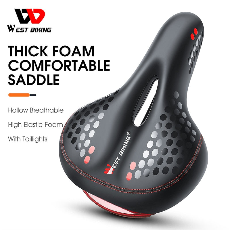Bicycle Saddle with Tail Light Thicken Widen MTB Bike Saddles Soft Comfortable Bike Hollow Cycling Bicycle Saddle
