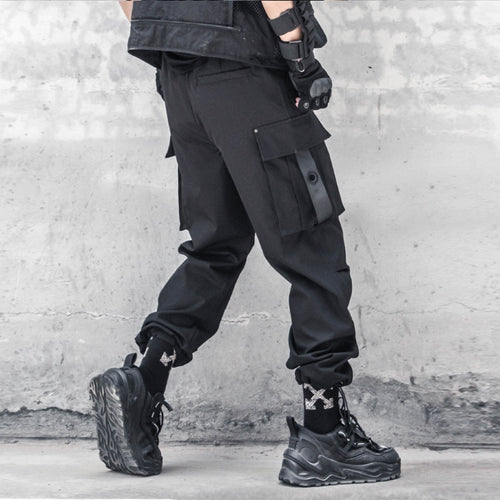 Load image into Gallery viewer, Tactical Functional Cargo Pants Joggers Men Multiple Pockets Trousers Autumn Hip Hop Streetwear Harem Pant Black
