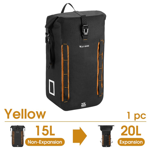 Load image into Gallery viewer, Fully Waterproof TPU Bicycle Bag Foldable Expandable 15-20L Pannier Bike Rear Carrier Bag MTB Accessories Hand Bags

