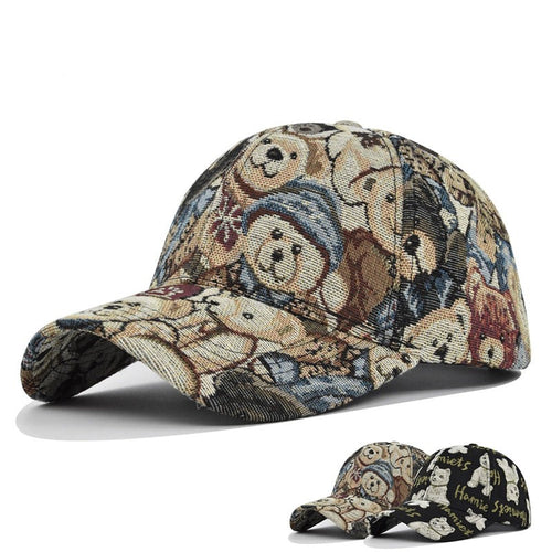 Load image into Gallery viewer, Cute Bear Baseball Cap New Spring Sunhat Dog Print Men Women Unisex-Teens Cotton Snapback Caps Fashion Hip Hop Vintage Hat
