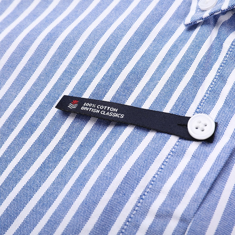 Top Grade 100% Cotton Fashion Brand Designer Vertical Stripes Slim Fit Button Down Shirts Casual Long Sleeve Men Clothing