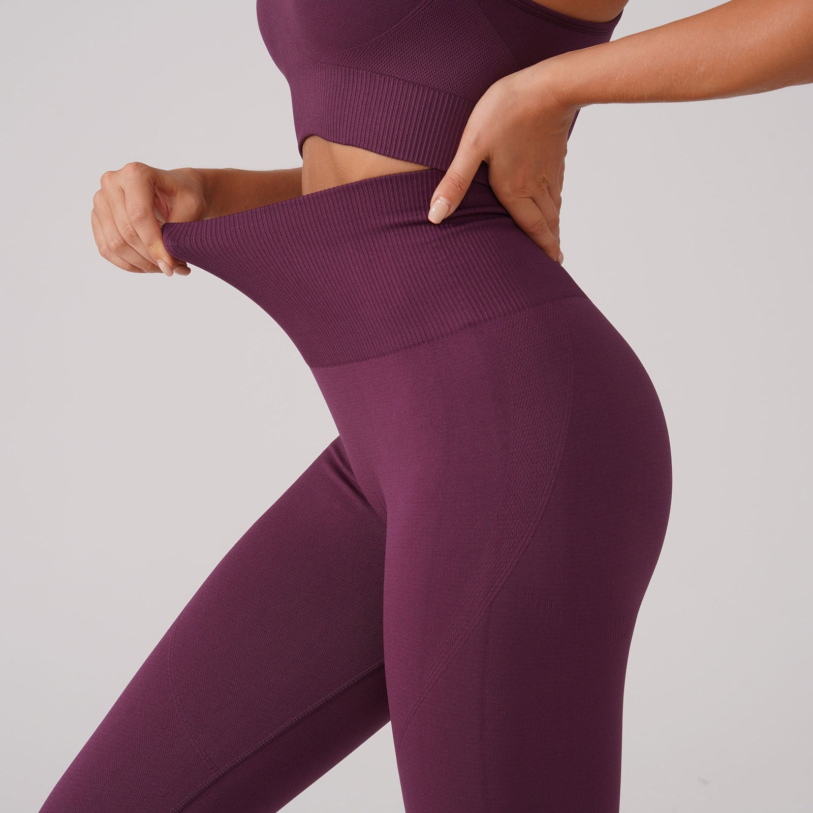 Seamless pure color Yoga Set Fitness Long Sleeve Crop Top Sexy Bra High Waist Leggings Women Workout Sportswear Lounge Clothing