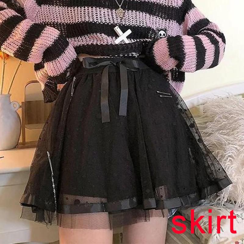 Pink Striped Gothic Sweaters Women Ripped Holes Loose Knitted Pullover Frayed Fairy Grunge Jumpers Emo Streetwear Lolita