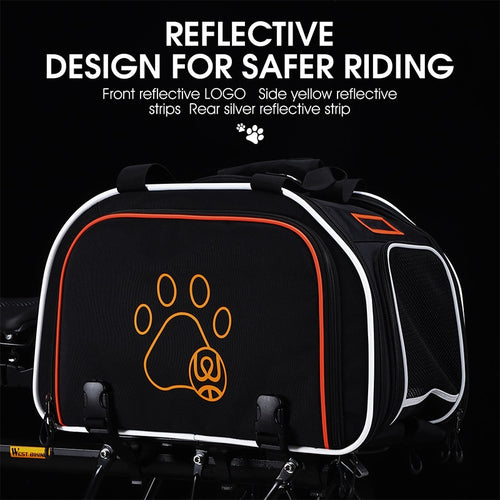 Load image into Gallery viewer, Multifunctional Bicycle Trunk Pet Bag Foldable Reflective Rear Bike Bag Travel Dog Cat Carrier Hand Shoulder Bag
