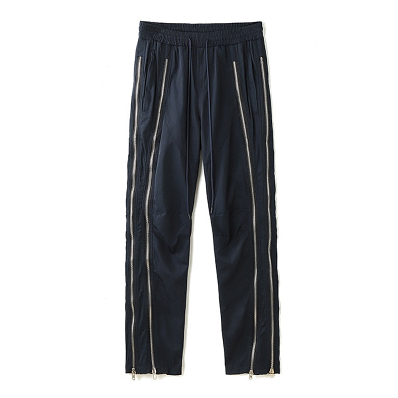 Hip Hop Cargo Pants Men Side Zipper Design Streetwear Joggers Trousers Brand High Street Tactical Function Pants Male Black