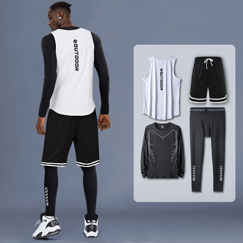 Men's Compression Sportswear Suits Gym Tights Training Clothes Workout Jogging Sports Set Running Tracksuit Quick Dry Rash Guard