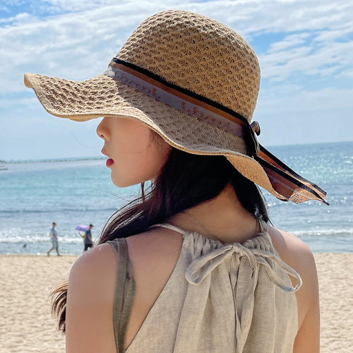 Load image into Gallery viewer, Summer Hats For Women Fashion Bow Design Straw Hat  Sun Hat Travel Beach Hat
