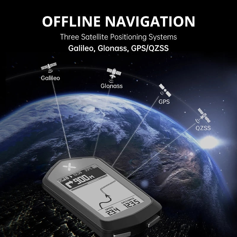 XOSS NAV GPS Bike Computer Wireless Cycling Speedometer Map Navigation Waterproof Bluetooth ANT+ Cadence Speed 2.4'' HD Screen