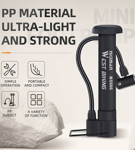 MINI Bike Pump MTB Tire Inflator With Extension Hose Schrader Air Valve Portable Floor Pump Balloon Ball Inflator