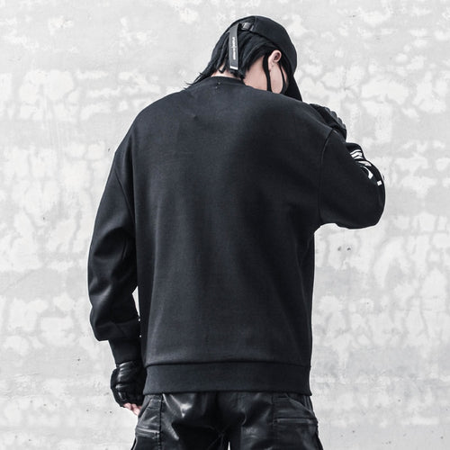 Load image into Gallery viewer, Men Black Patchwork Sweatshirt Hip Hop Vintage O-Neck Pullover Fashion Harajuku Sweat Shirt Tops Men Clothing
