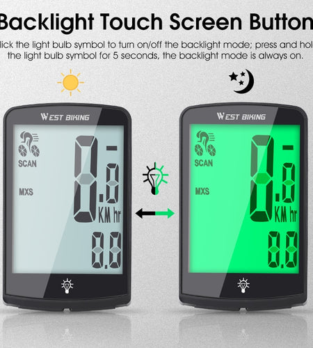 Wireless Cycling Computer 3.4 Inch IP64 Waterproof Bicycle Speedometer USB Charging Bike Backlight Speed Sensor